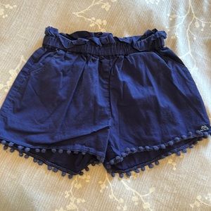 Lili Gaufrette blue shorts with Pom Pom trim